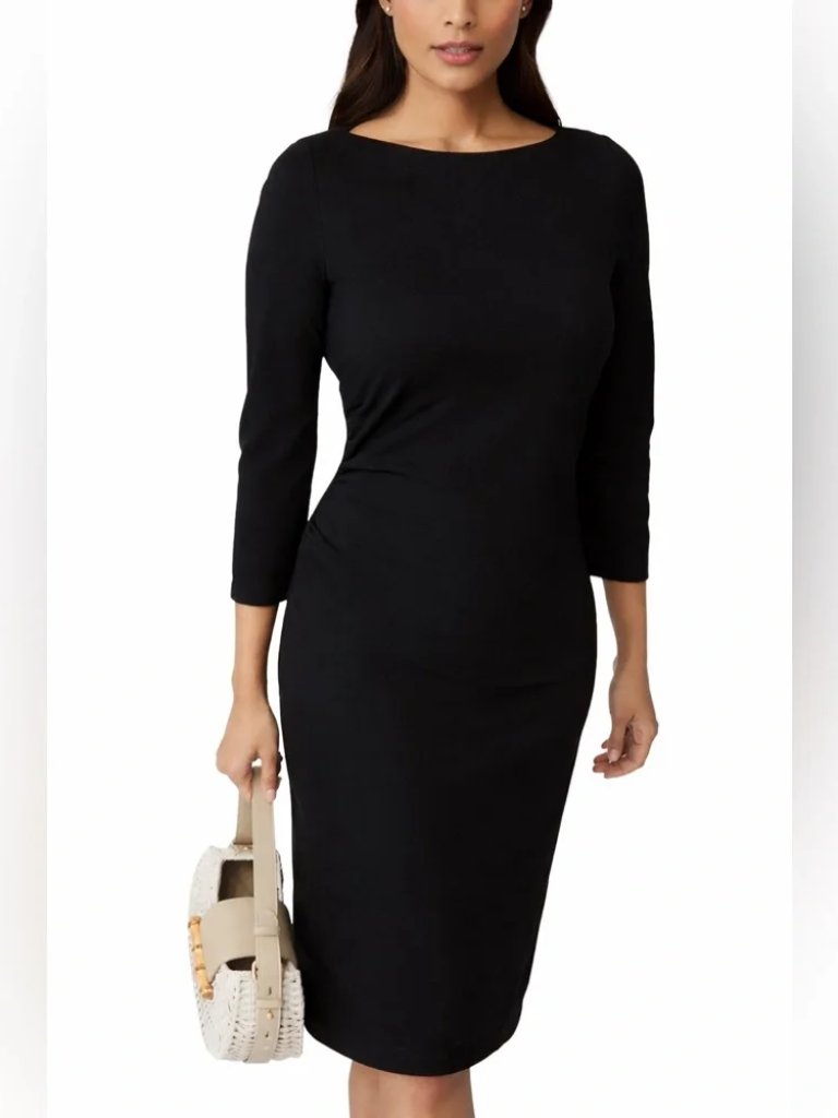 Nwt J. Mclaughlin Sarra Contemporary Midi Dress In Black Size L